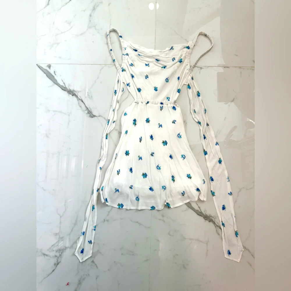 Sky to Moon Mini Dress Floral Bridal Engagement Fairycore Honeymoon Size Small - Picture 10 of 11